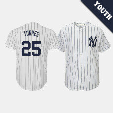 Youth New York Yankees #25 Gleyber Torres Cooperstown Collection Home White Jersey Youth New York Yankees #25 Gleyber Torres Cooperstown Collection Home White Jersey