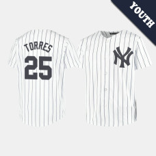 Youth New York Yankees Gleyber Torres #25 White Replica Home Jersey Youth New York Yankees Gleyber Torres #25 White Replica Home Jersey
