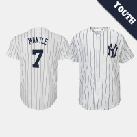 Youth New York Yankees #7 Mickey Mantle Cooperstown Collection Home White Jersey