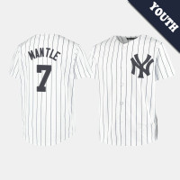 Youth New York Yankees Mickey Mantle #7 White Replica Home Jersey