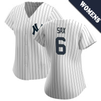 Steve Sax #6 New York Yankees Women's Home Retired Player Jersey - White Replica Steve Sax #6 New York Yankees Women's Home Retired Player Jersey - White Replica