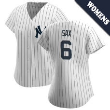 Steve Sax #6 New York Yankees Women's Home Retired Player Jersey - White Replica