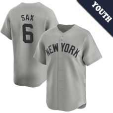 Steve Sax #6 New York Yankees Youth Away Retired Player Jersey - Gray Limited