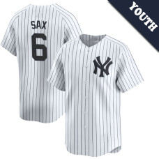 Steve Sax #6 New York Yankees Youth Home Retired Player Jersey - White Limited
